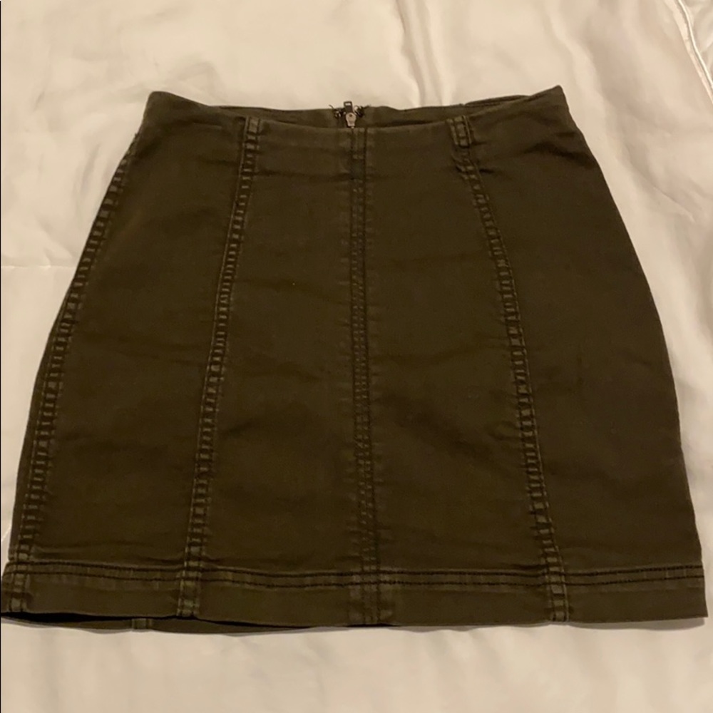 Free people army green mini skirt